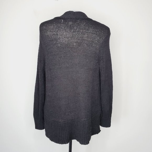 LOFT Cotton Open Knit Black Cardigan - Picture 5 of 9